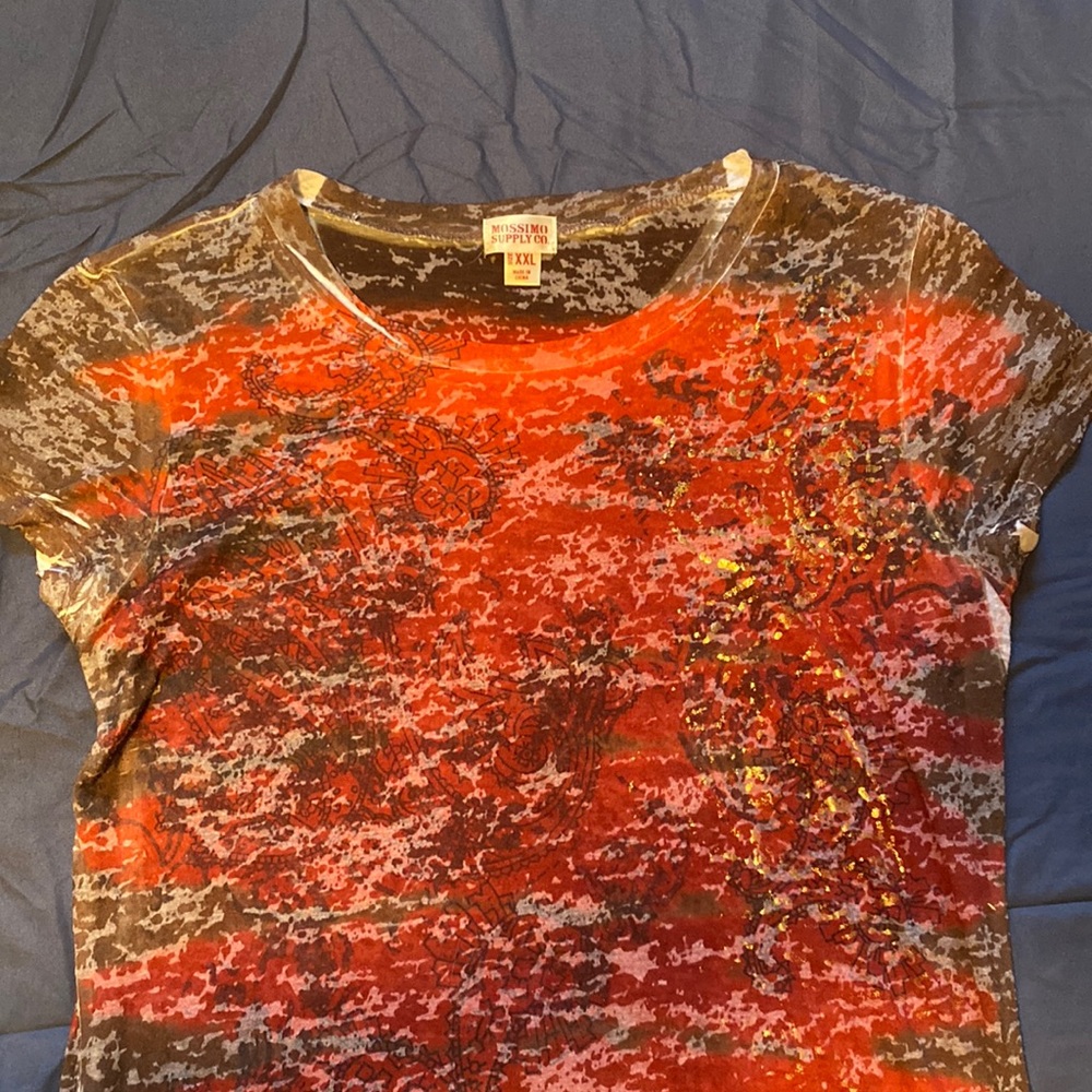 See through brown and red y2k tee